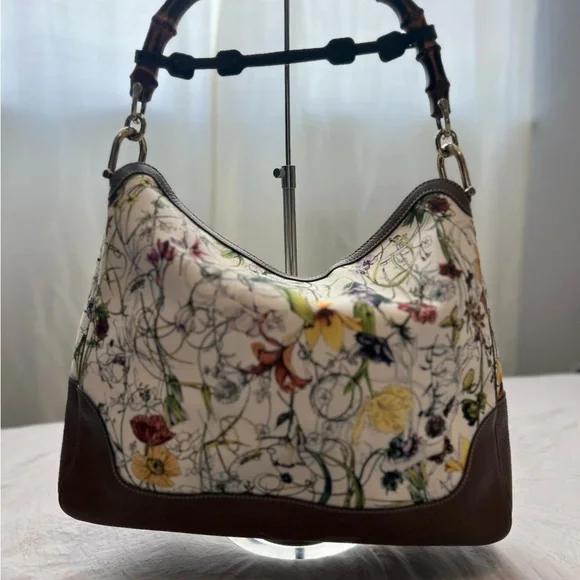 Gucci Floral Print Leather Handbag - Picture 5 of 5